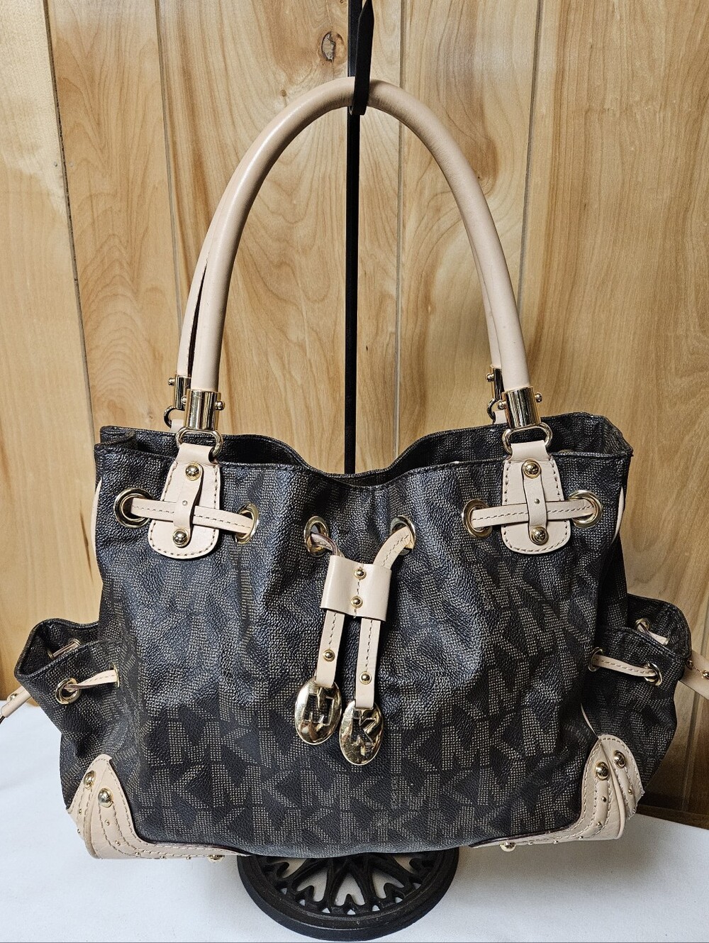 Vintage Michael Kors Signature Drawstring Bag Vintage Satchel - Picture 2 of 16